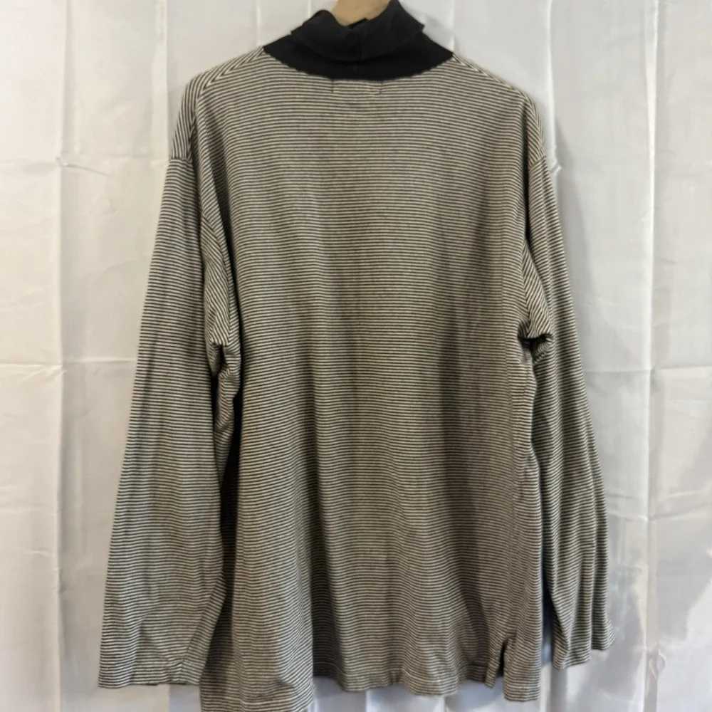 Vtg 90s Ralph Lauren Polo Golf Shirt Men Black Turtleneck Pony Striped Knit XL